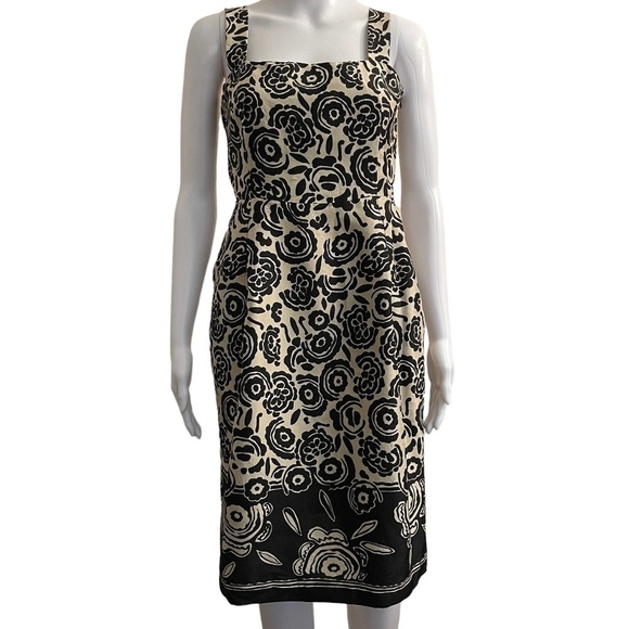 MaxMara Dresses & Skirts - Max Mara Y2K 100% Silk Floral Black/Beige Dress Made in Italy.  Size 6